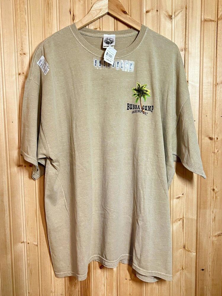 Y2K Bubba Gump Shrimp Co. T-shirt Santa Monica Double Sided Tan sz 2XL NWT - Picture 2 of 9